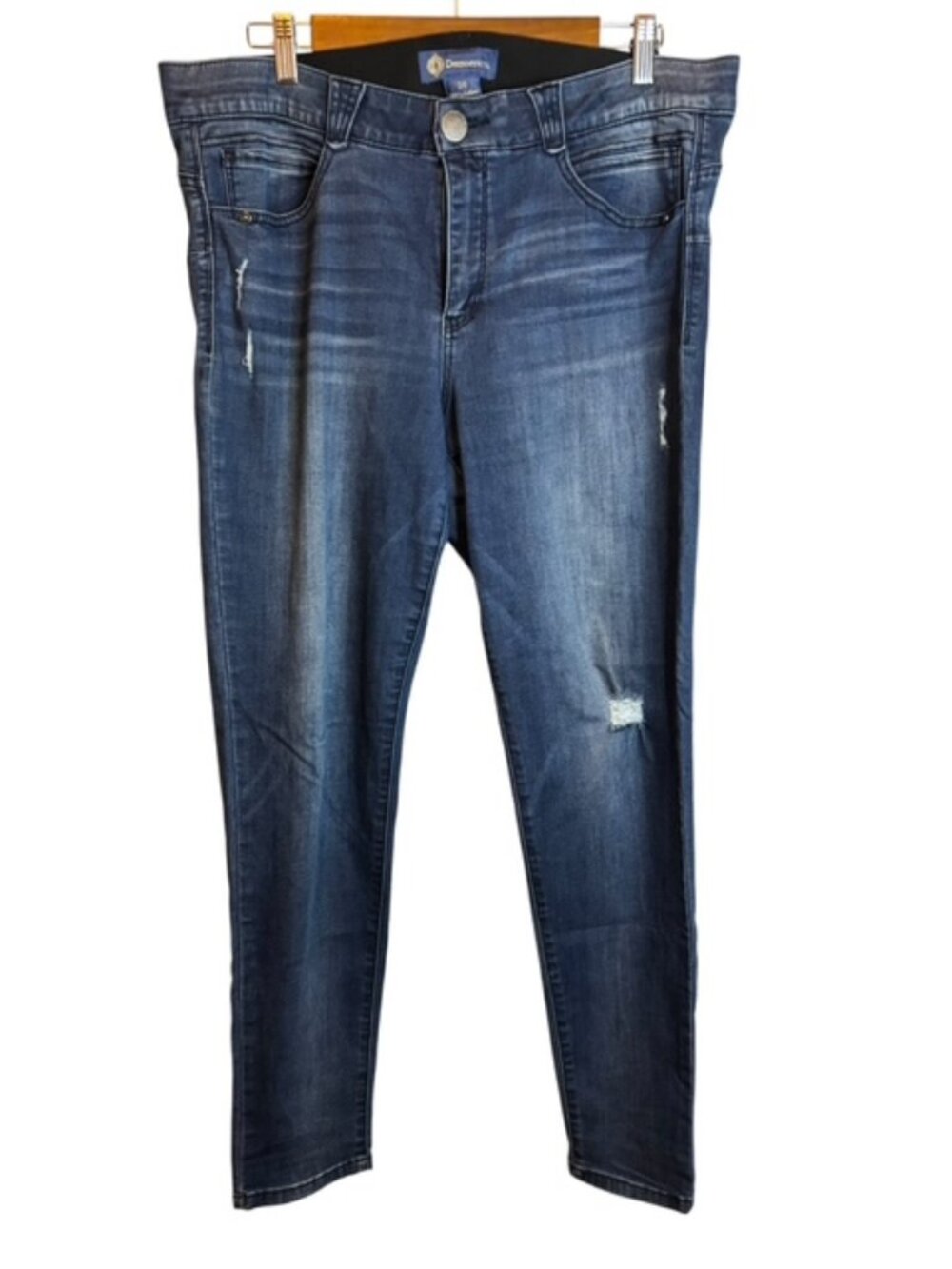 Democracy Jeans Women's 16 Absolution Stretch Skinny Distressed Denim Blue